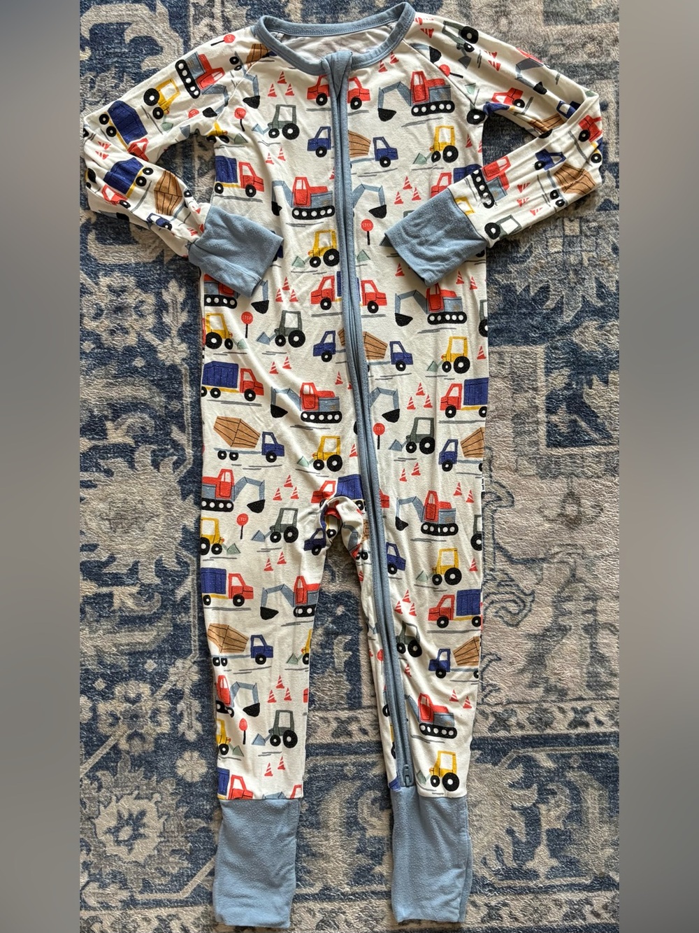 Little Sleepies Construction Vehicle Footie Pajamas - Blue, Red, Yellow